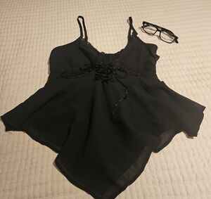 Forever 21 Elegant Black Camisole with Lace Detail